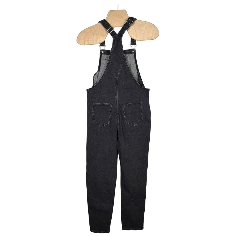 Unbranded Women's M Black Stretch Denim Bib Overalls Tapered Leg - Picture 3 of 7